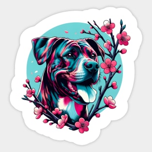 Treeing Tennessee Brindle Blossoms in Spring's Embrace Sticker